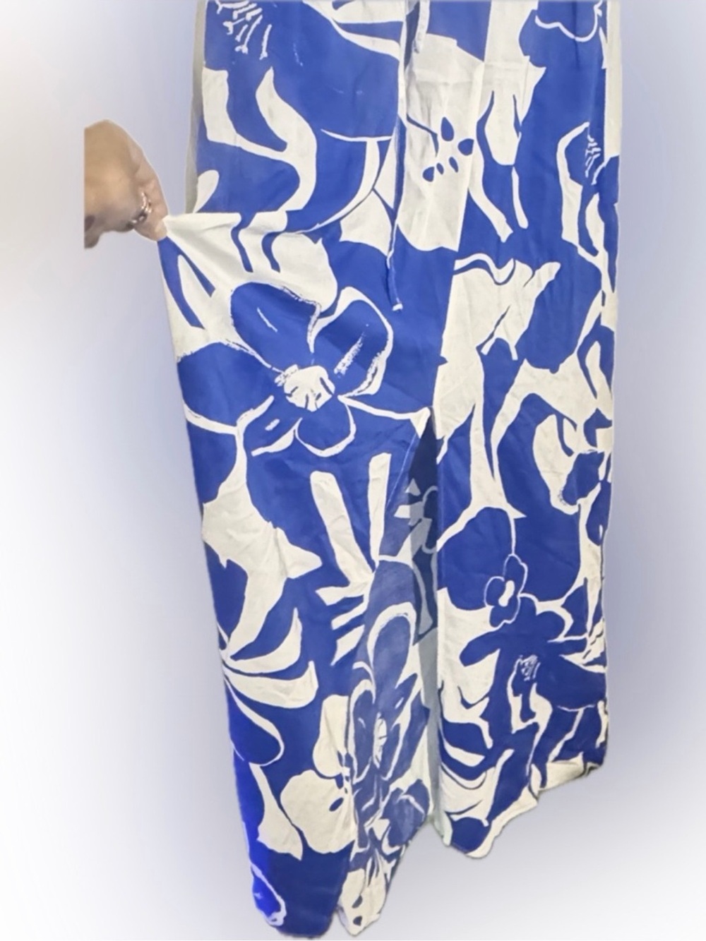 Elan Blue and White Floral Pattern Strappy Maxi Sundress A Definite Must Have! - Picture 3 of 10